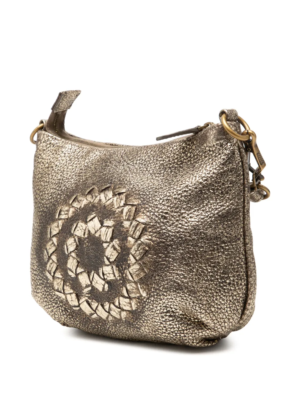  Bottega Veneta Pre-owned 2007 Metallic Intrecciato Trimmed Cervo Deerskin Illusion Shoulder Bag - Or 