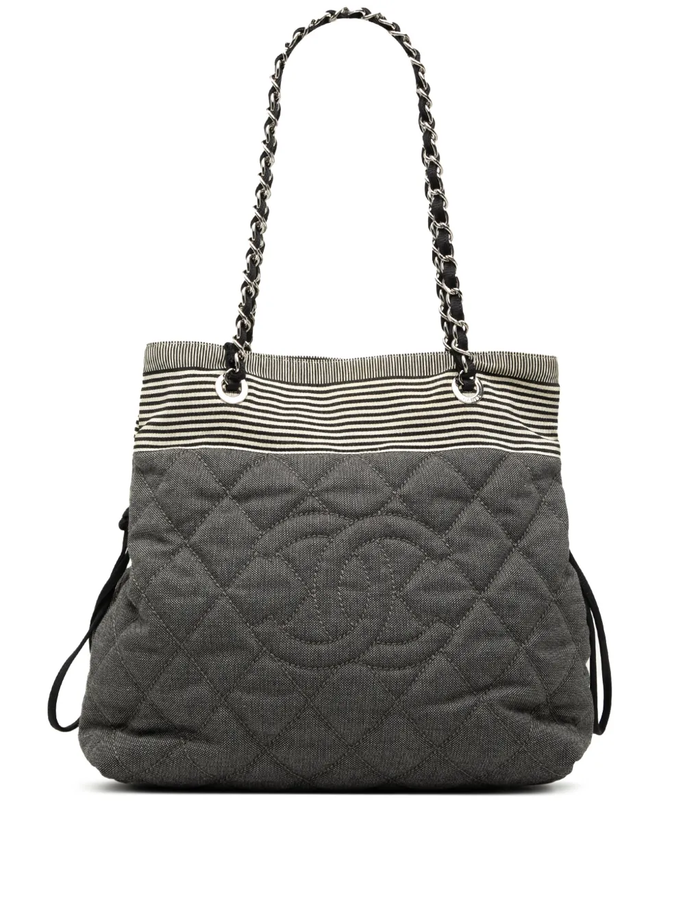 CHANEL Pre-Owned 2009-2010 Medium Quilted Denim Bon Bon tote bag - Grigio