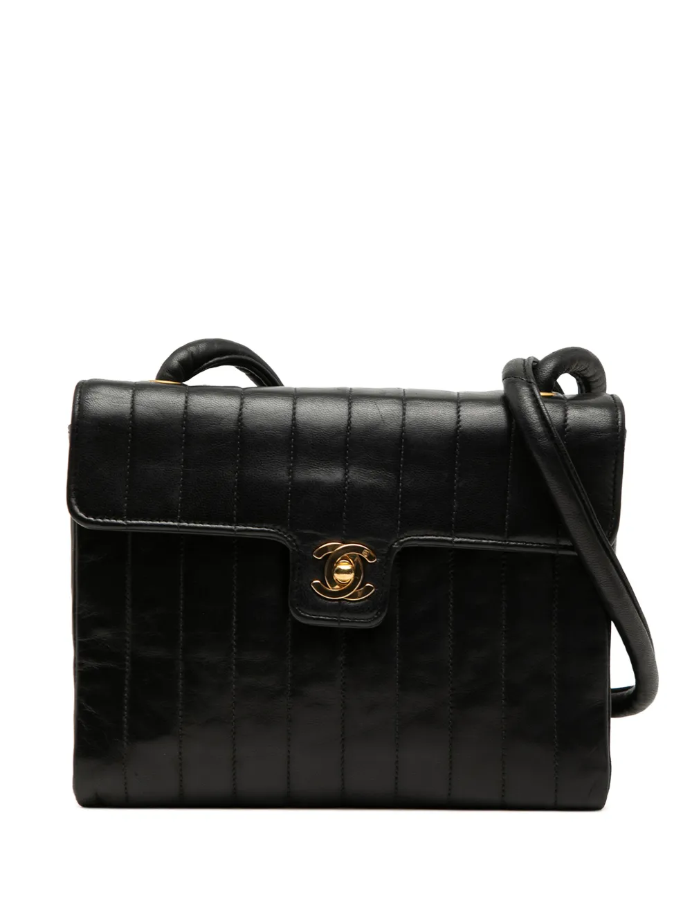 CHANEL Pre-Owned 1991-1994 Small CC Vertical Quilted Lambskin Single Flap crossbody bag - Black