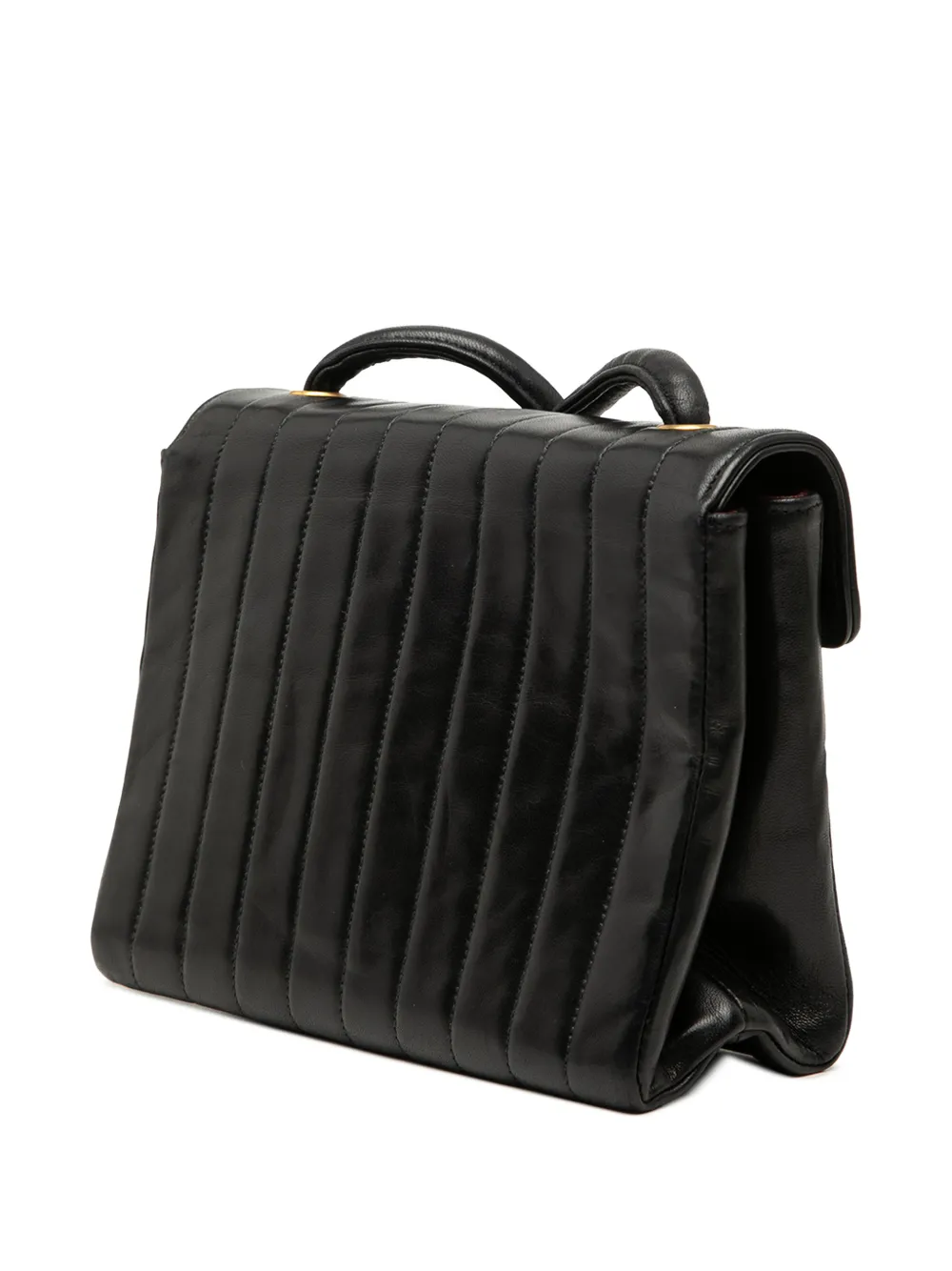  Chanel Pre-owned Borsa A Tracolla Piccola Cc In Pelle Di Agnello Trapuntata Con Motivo Verticale, Catena E Battente 1991-1994 - Nero 