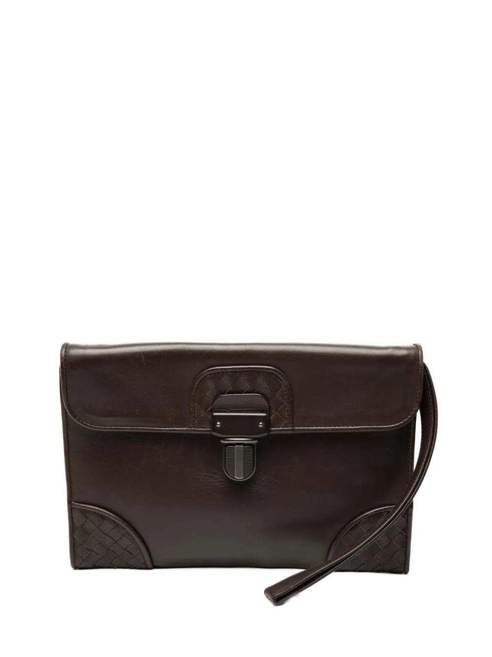 Bottega Veneta Pre-Owned 2000-2007 Clutch aus Leder mit Intrecciato-Besatz - Braun