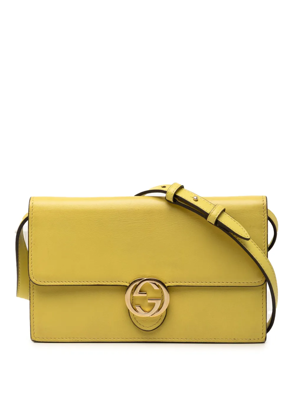 Gucci Pre-Owned 2000-2015 Calfskin Interlocking G Wallet on Chain crossbody bag - Giallo