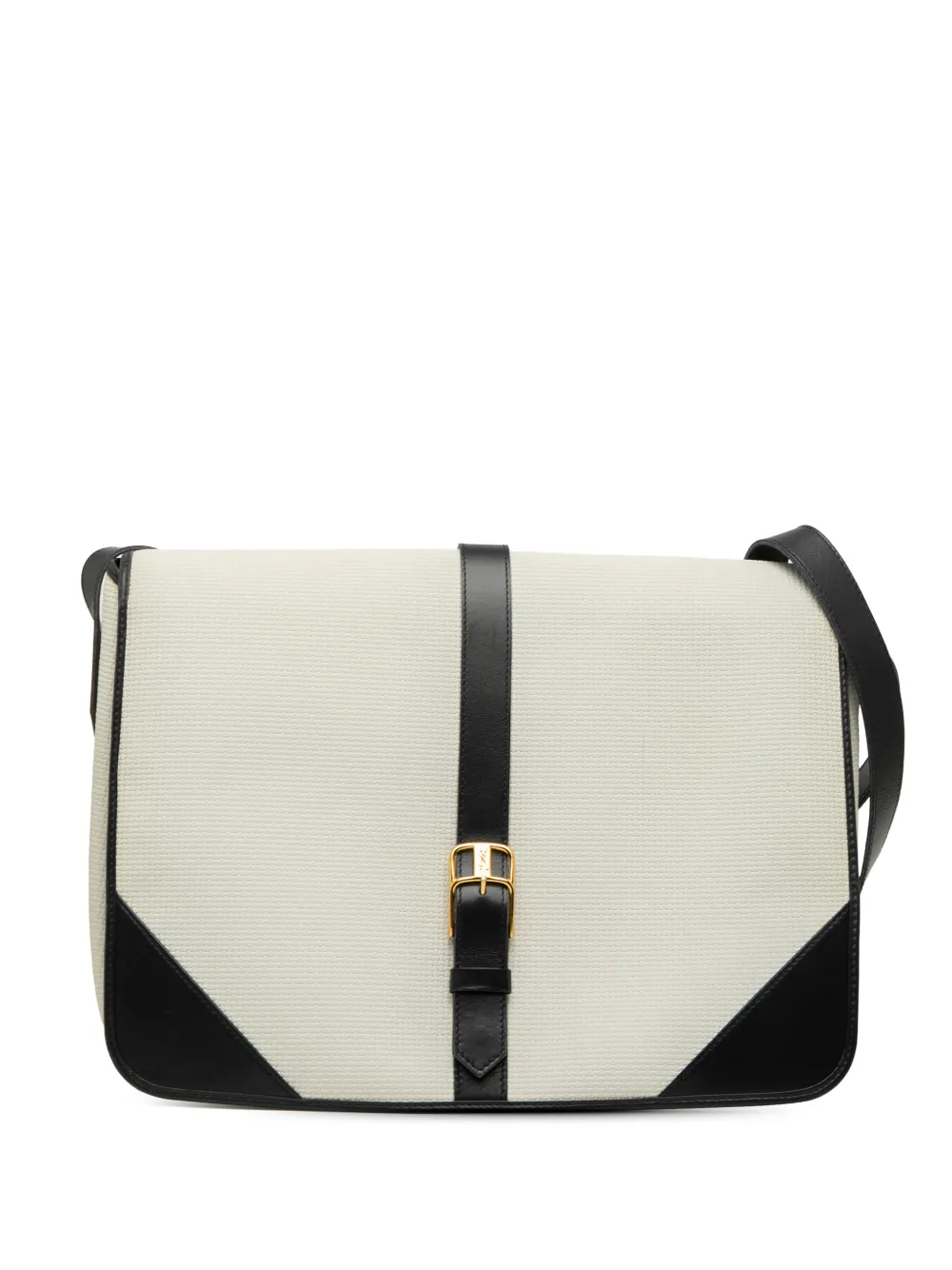 Saint Laurent Pre-Owned 20th Century Leather Trimmed Canvas Messenger Bag crossbody bag - Bianco