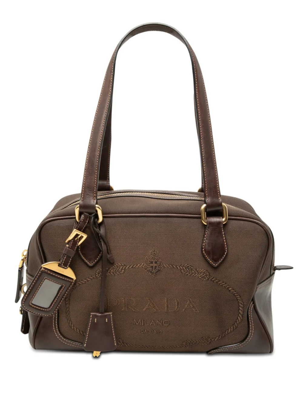 Prada Pre-Owned 2000-2026 Canapa Satchel-Tasche aus Canvas mit Logo - Braun