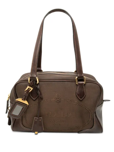 Prada Pre-Owned bolsa satchel Canapa de lona con logo 2000-2026