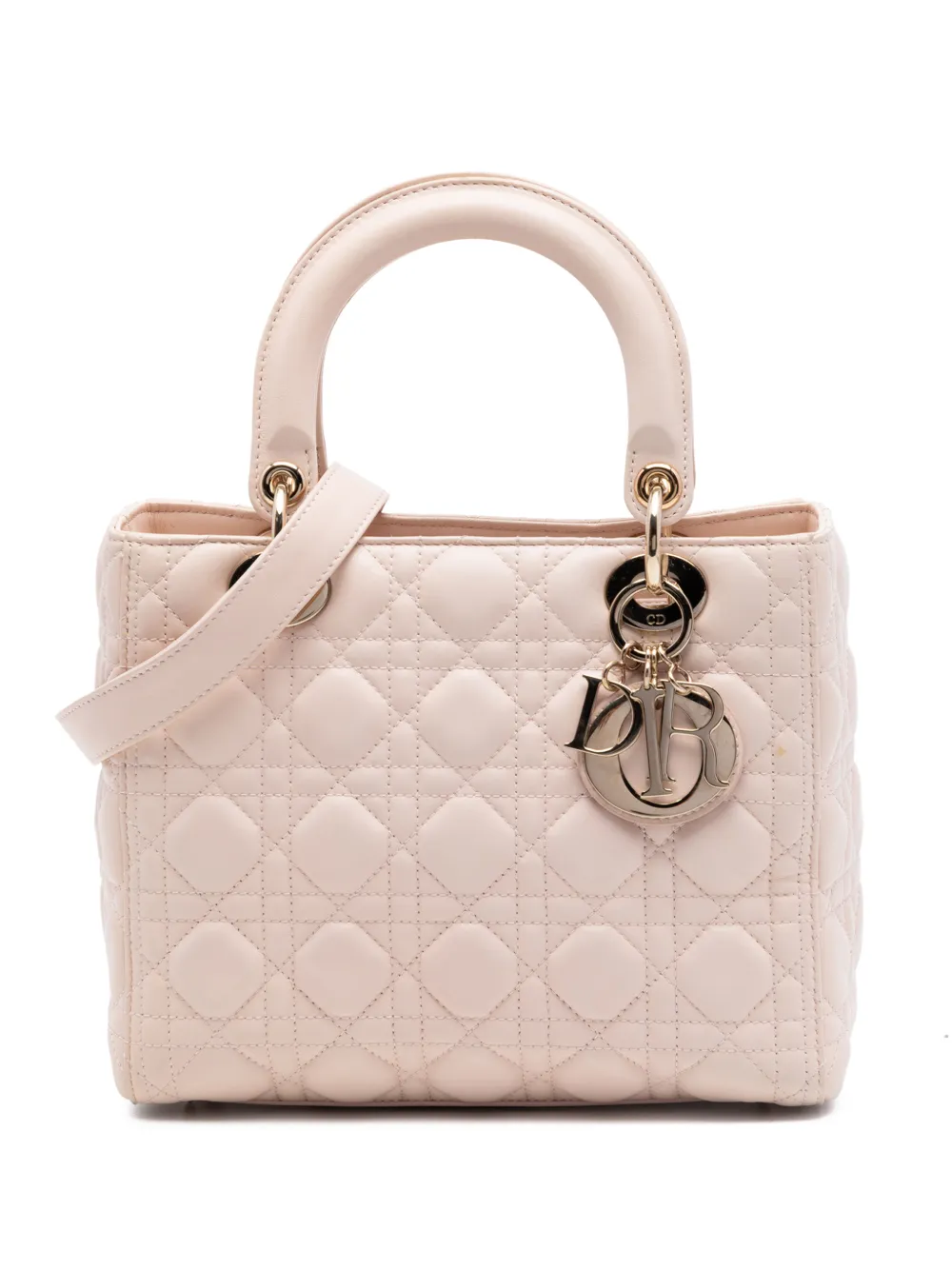 Christian Dior Pre-Owned 2017 Medium Lambskin Cannage Lady Dior satchel - Pink