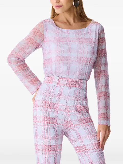 One Up Blusa xadrez mangas longas
