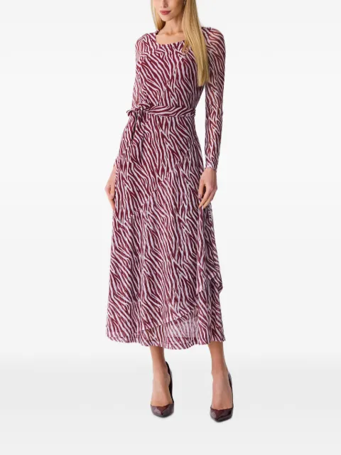 One Up Vestido midi Alana com estampa de zebra e cinto