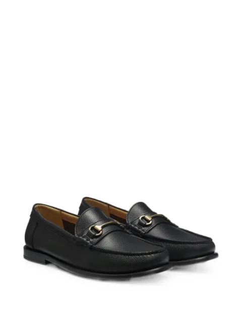 BOSS bit-detail grained-leather boat shoes
