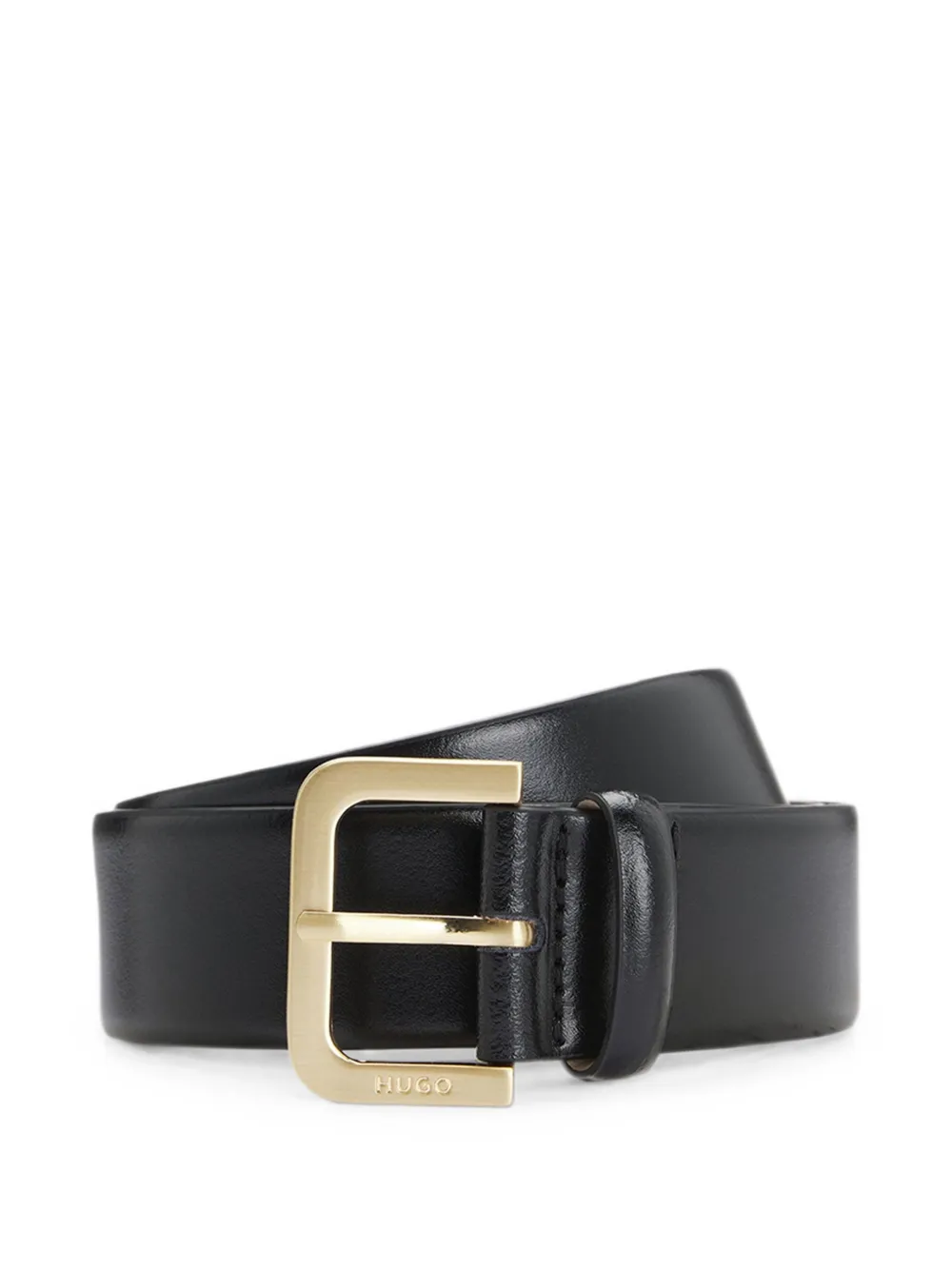 HUGO logo-engraved buckle belt - Schwarz