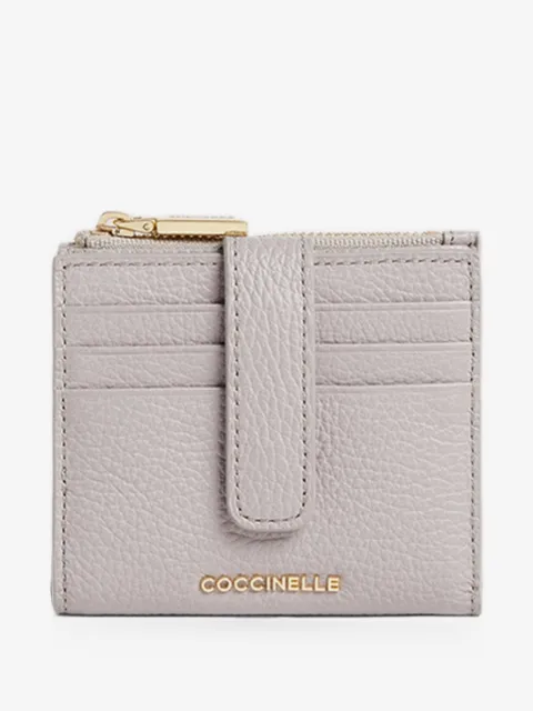 Coccinelle portefeuille en cuir grainé à plaque logo