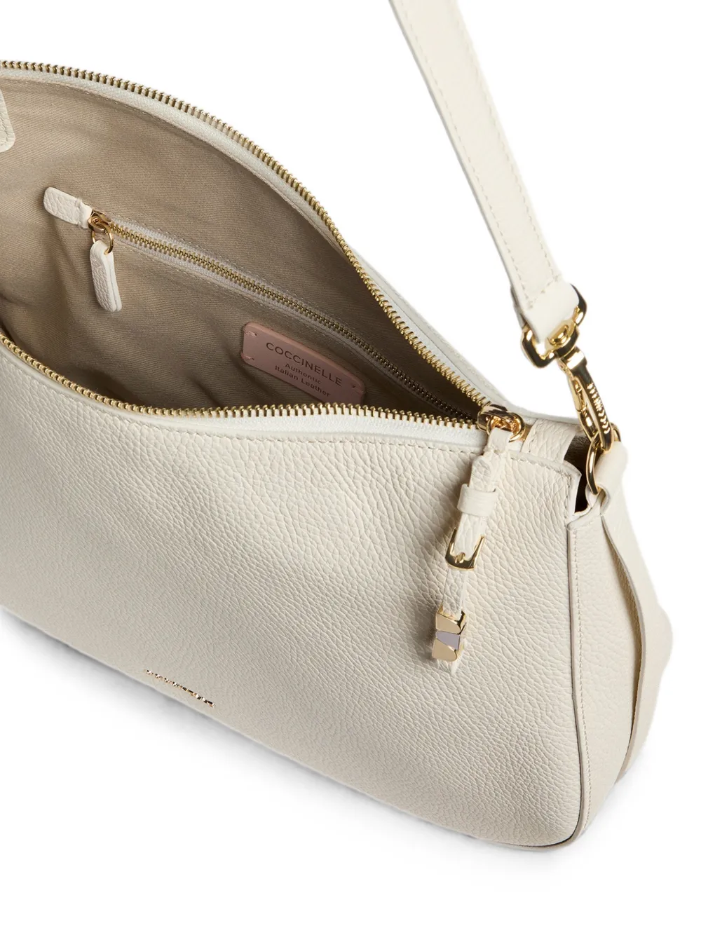 Coccinelle Kleine Nory leren schoudertas Beige