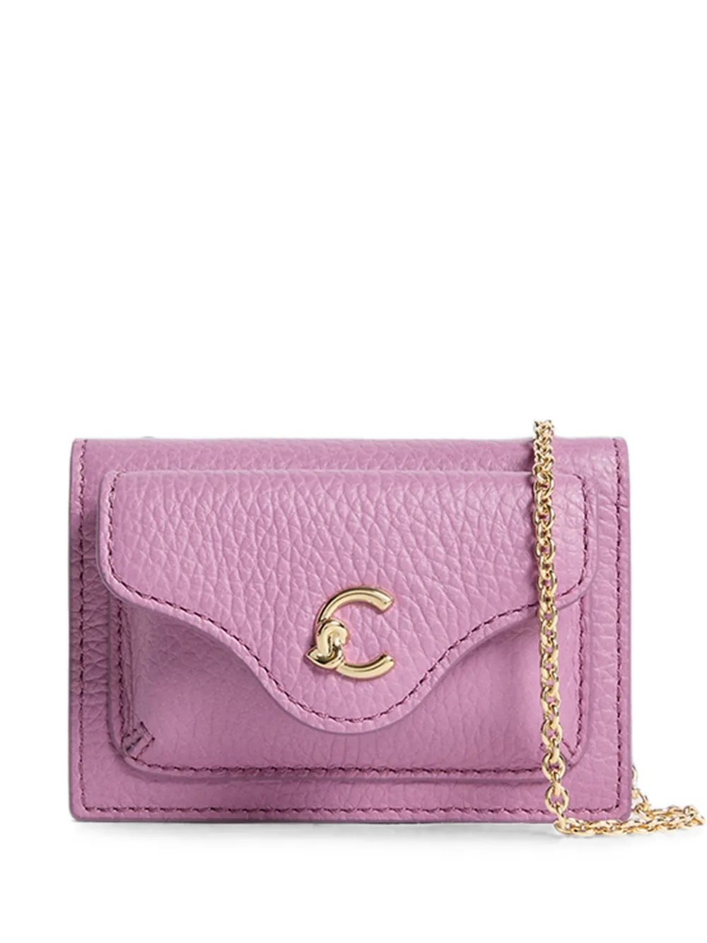 Coccinelle small C-Me logo-plaque chain-strap card holder - Viola