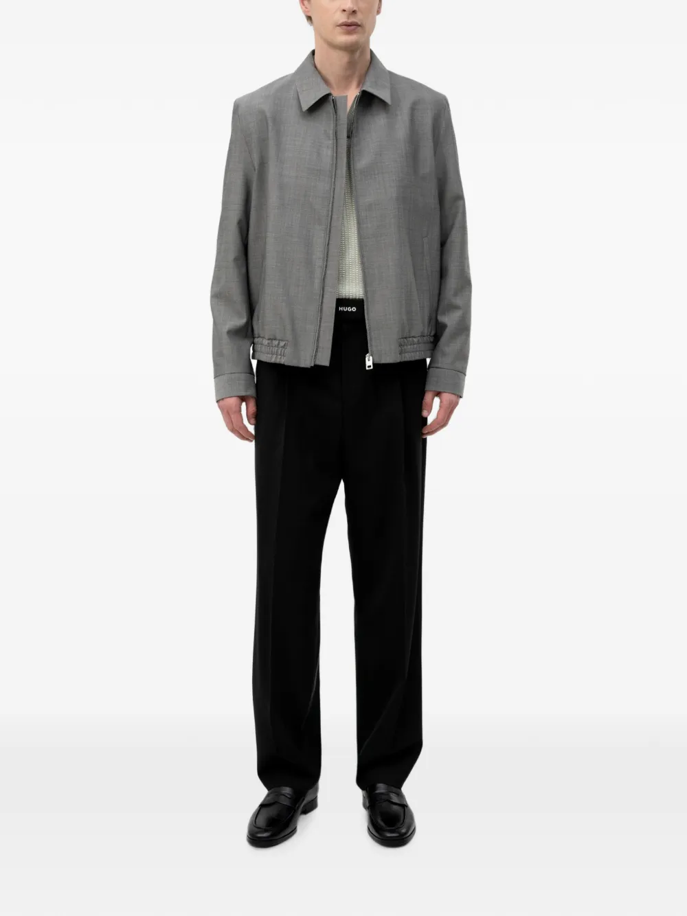  Hugo Zip-up Elasticated-hem Jacket - Gris 