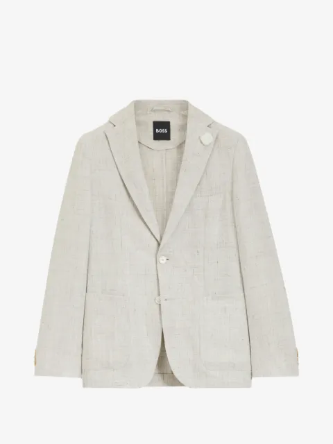 BOSS single-breasted linen-blend blazer