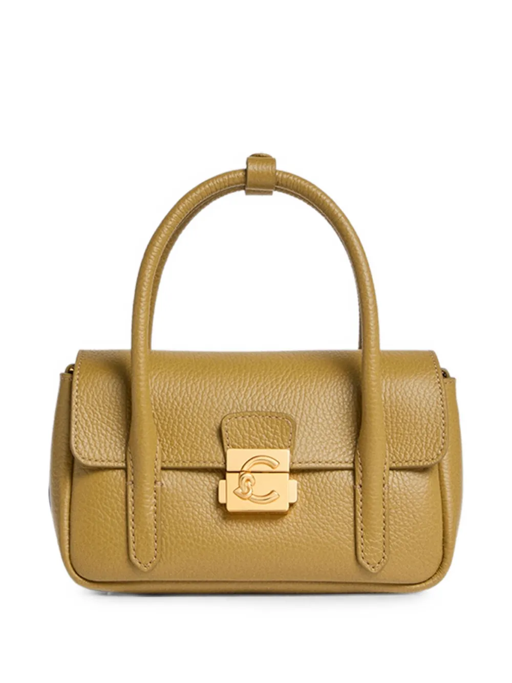 Coccinelle mini C-Me Lock grained-leather tote bag - Verde