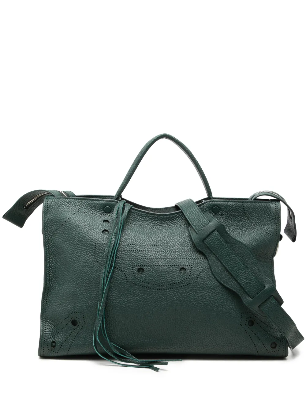 Balenciaga Pre-Owned 2017 Calfskin Motocross Blackout City satchel - Verde