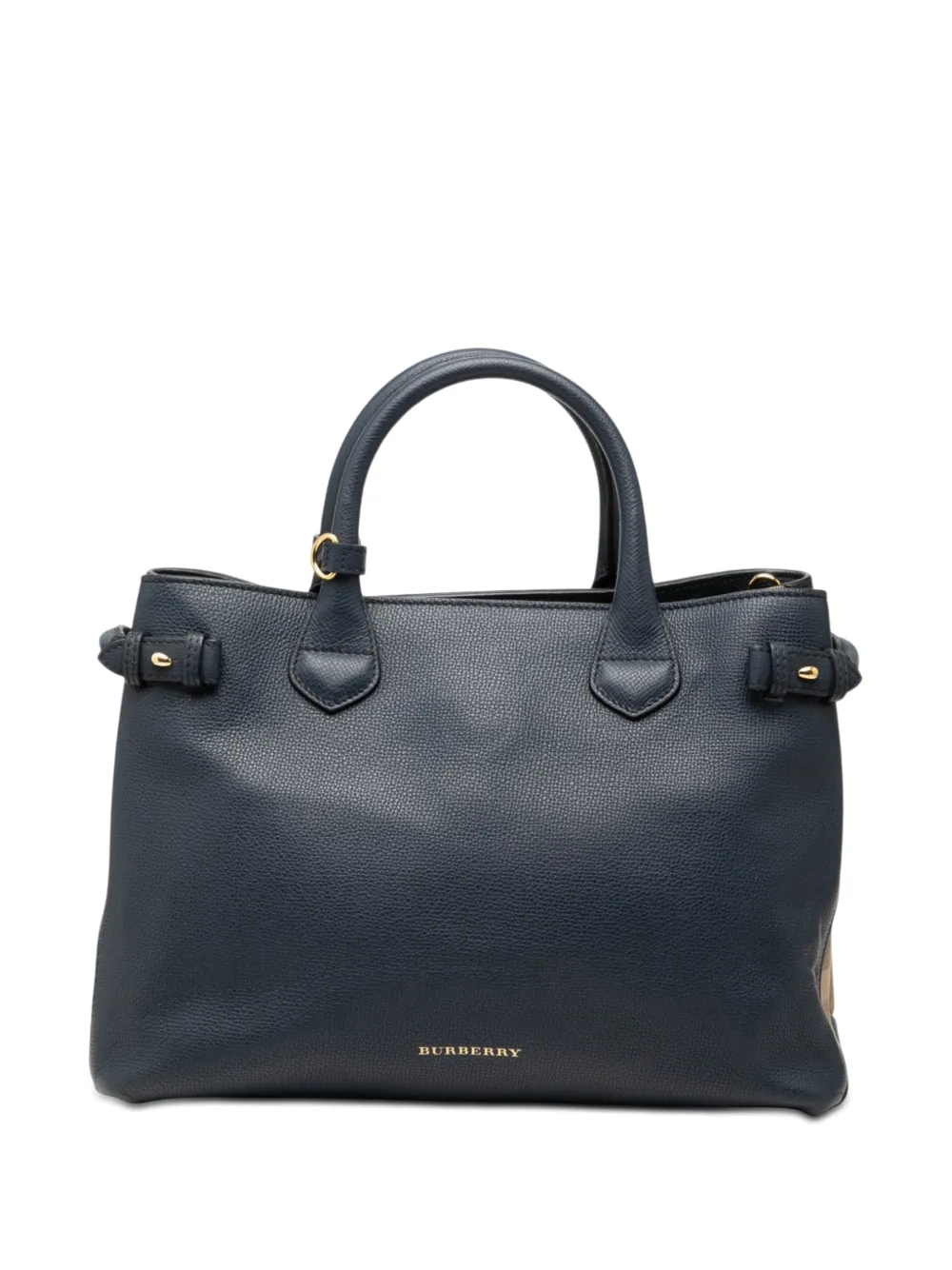 Burberry Pre-Owned 2000-2017 Medium Leather and House Check Banner satchel - Blue