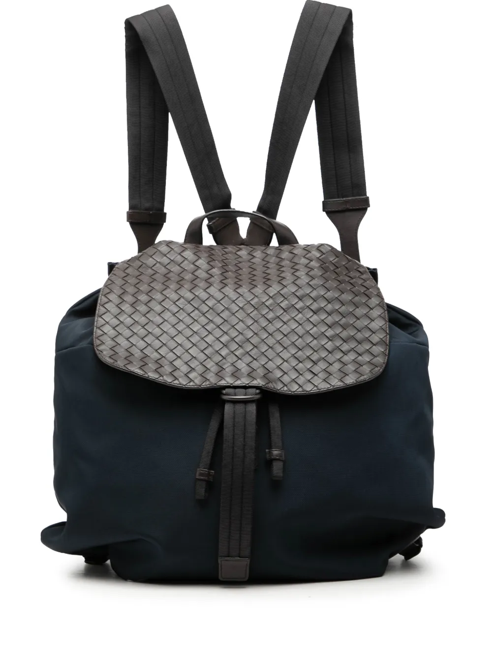 Bottega Veneta Pre-Owned 2012-2026 Canvas and Nappa Intrecciato Flap backpack - Blu