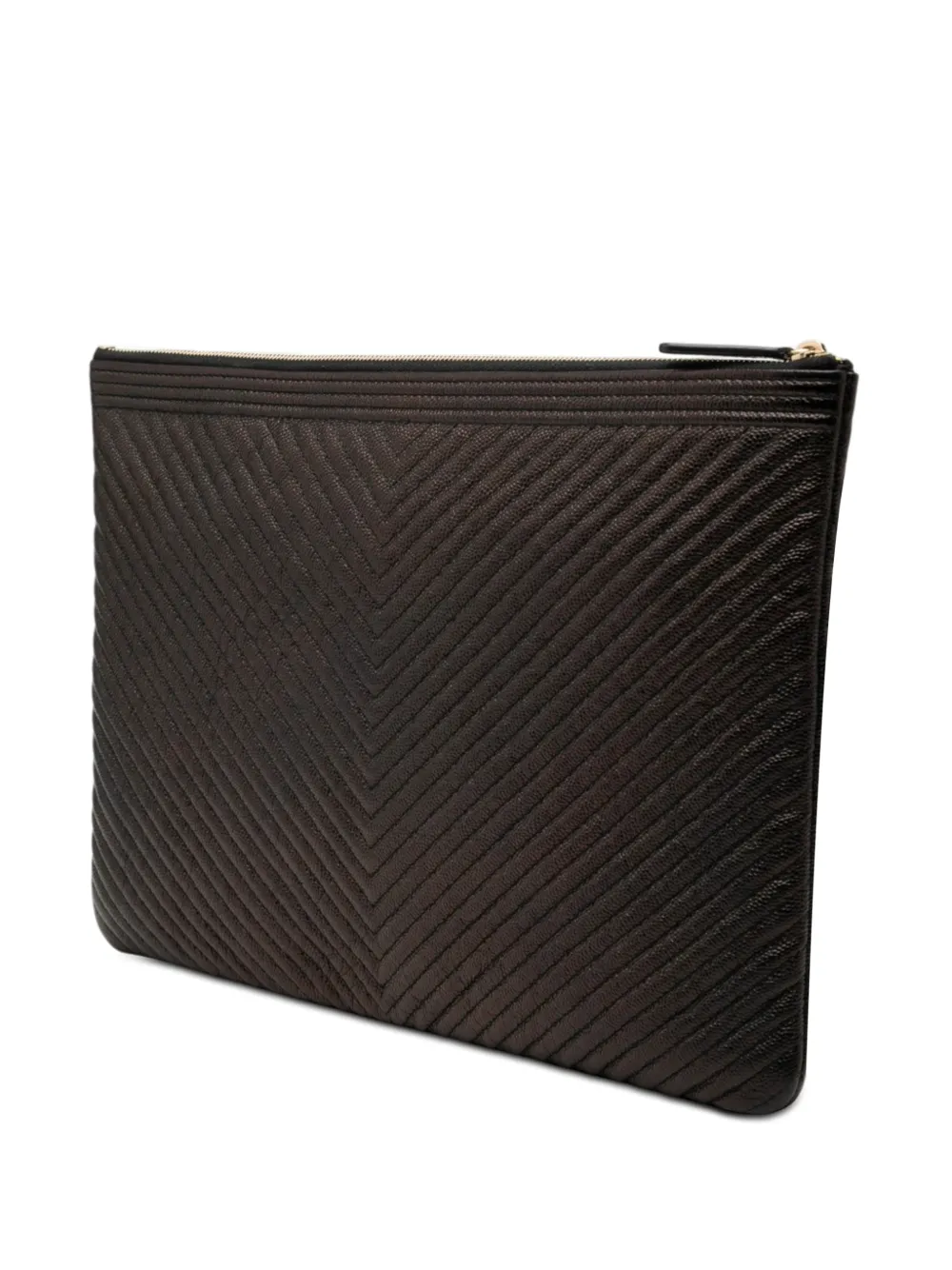  Chanel Pre-owned Bolso De Mano Boy O Case Grande De Cuero Caviar Tornasolado Con Motivo Chevron 2018 - Negro 