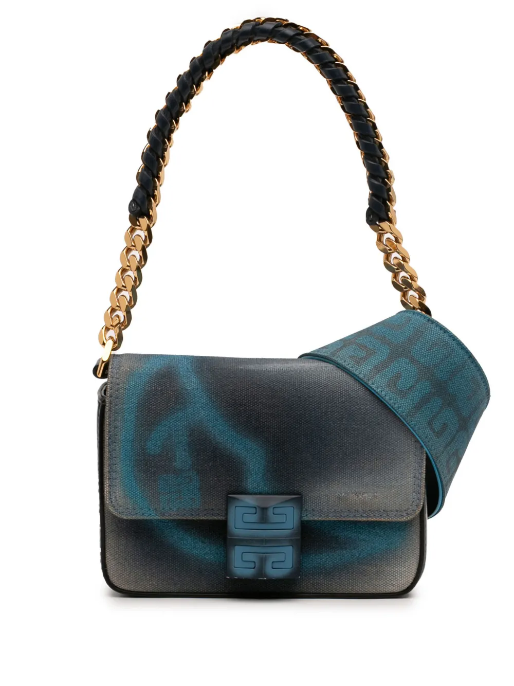 Givenchy Pre-Owned 2021 Chito Small 4G Graffiti Effect Canvas and Leather satchel - Blu