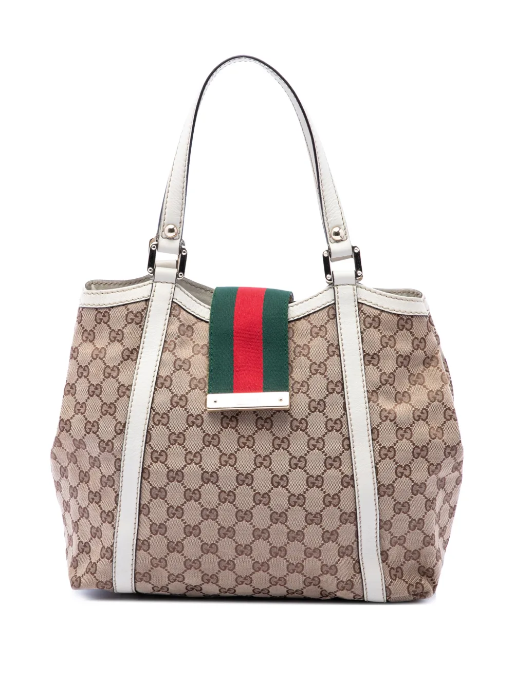 Gucci Pre-Owned 2016-2026 GG Canvas Web New Ladies tote bag - Bianco