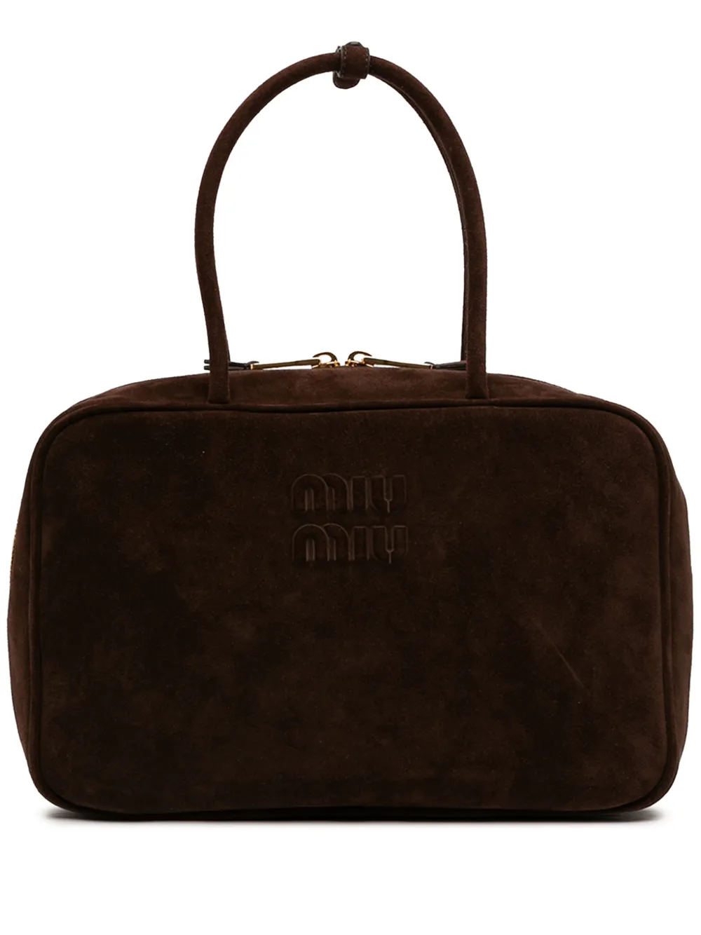 Miu Miu Pre-Owned 2010-2026 Large Suede Logo Beau shoulder bag - Marrone