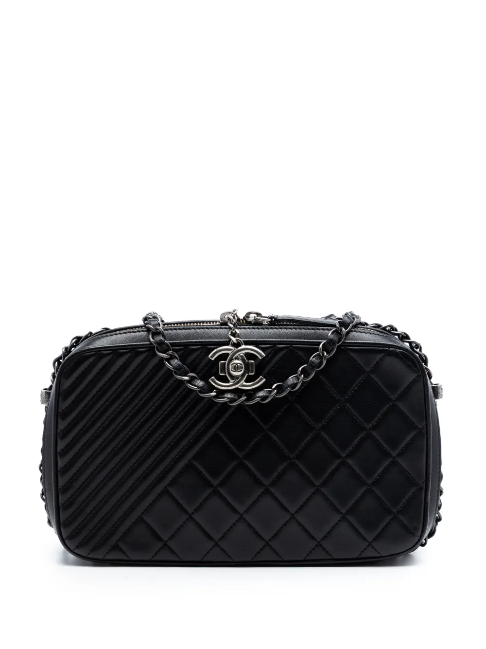 CHANEL Pre-Owned 2014-2015 Medium Quilted Lambskin Coco Boy Camera Bag crossbody bag - Nero