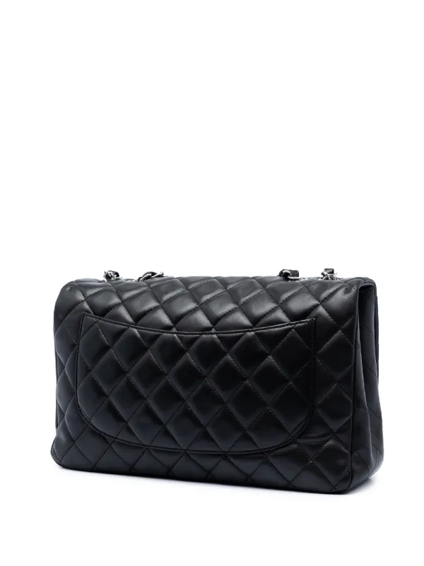 CHANEL ブラックレザー CHANEL Pre-Owned 2008-2009 Jumbo Classic Lambskin Single Flap
