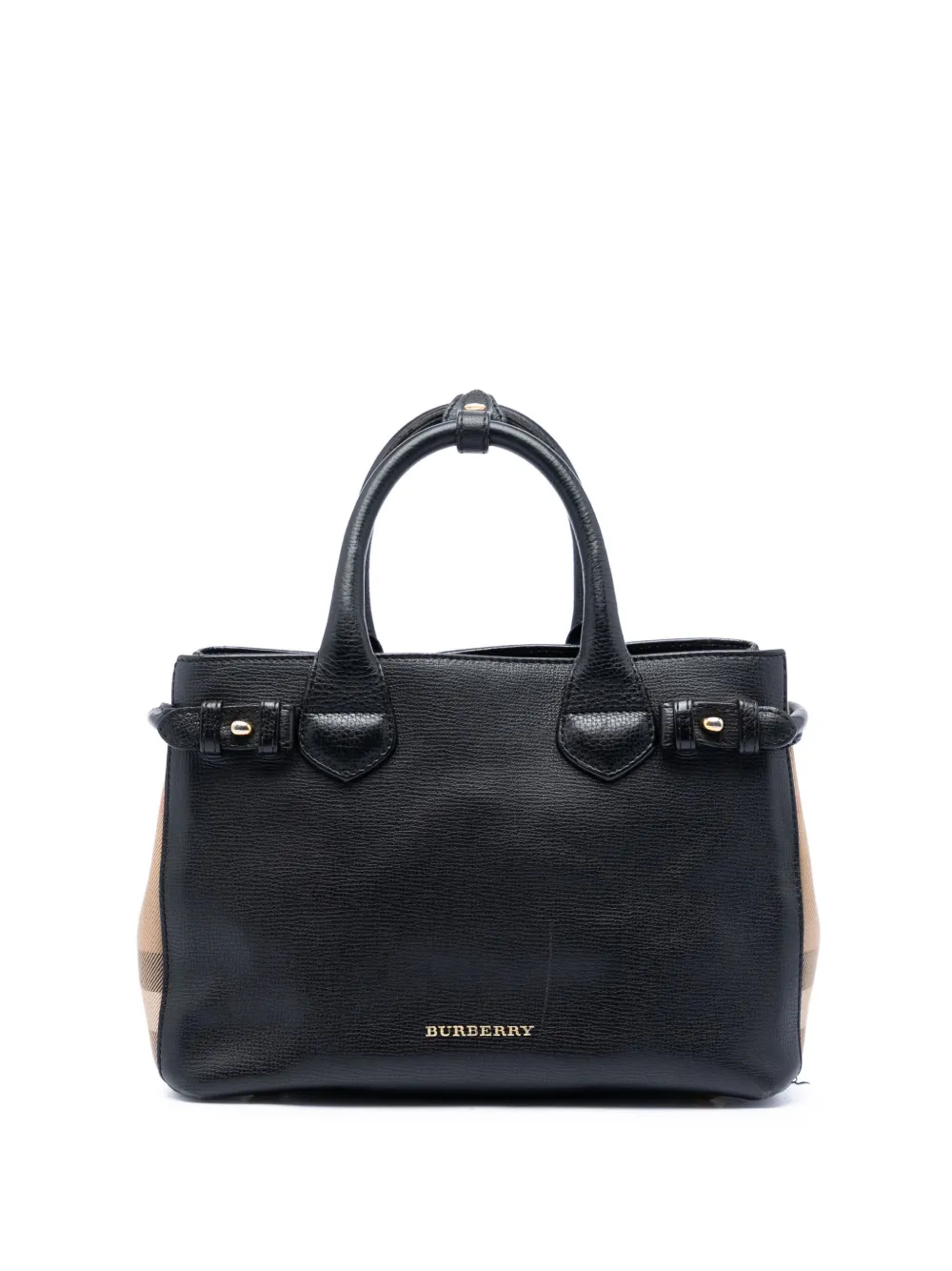 Burberry Pre-Owned 2000-2017 Small House Check and Leather Banner satchel - Nero