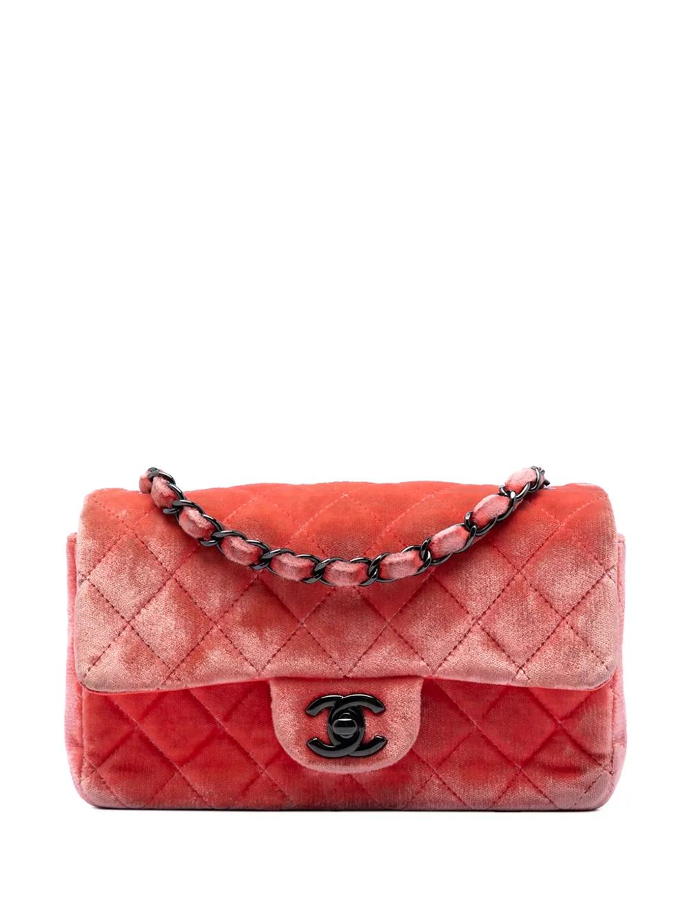 CHANEL Pre-Owned 2014-2015 Mini Rectangular Classic Velvet Single Flap crossbody bag - Arancione