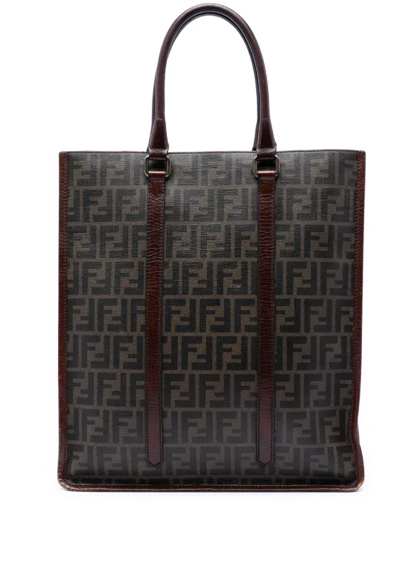 Fendi Pre-owned 2000-2010 Zucca Coated Canvas Vertical Tote Bag in Brown