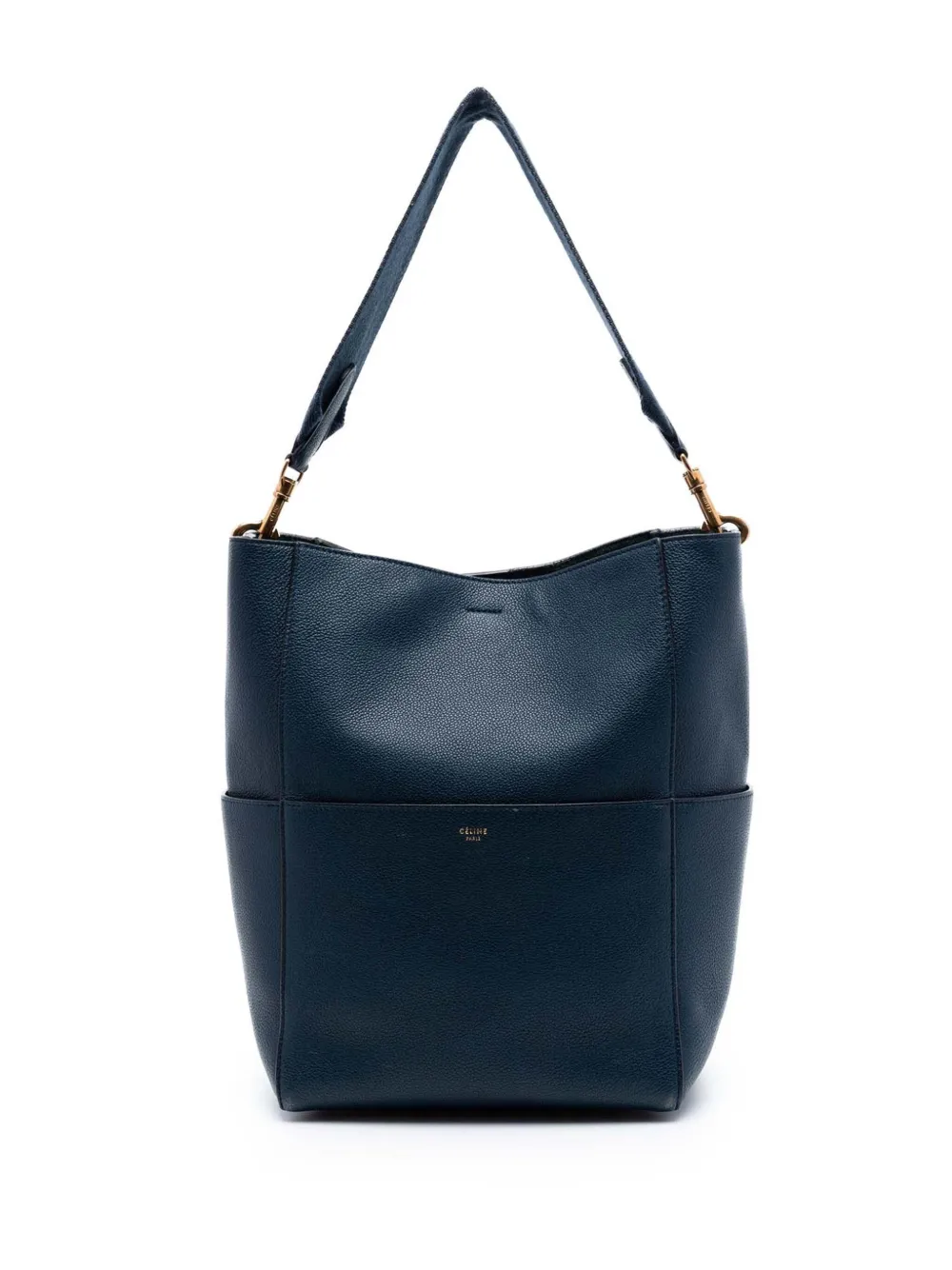 Celine Pre-Owned 2018 Medium Soft Grained Calfskin Seau Sangle bucket bag - Blue