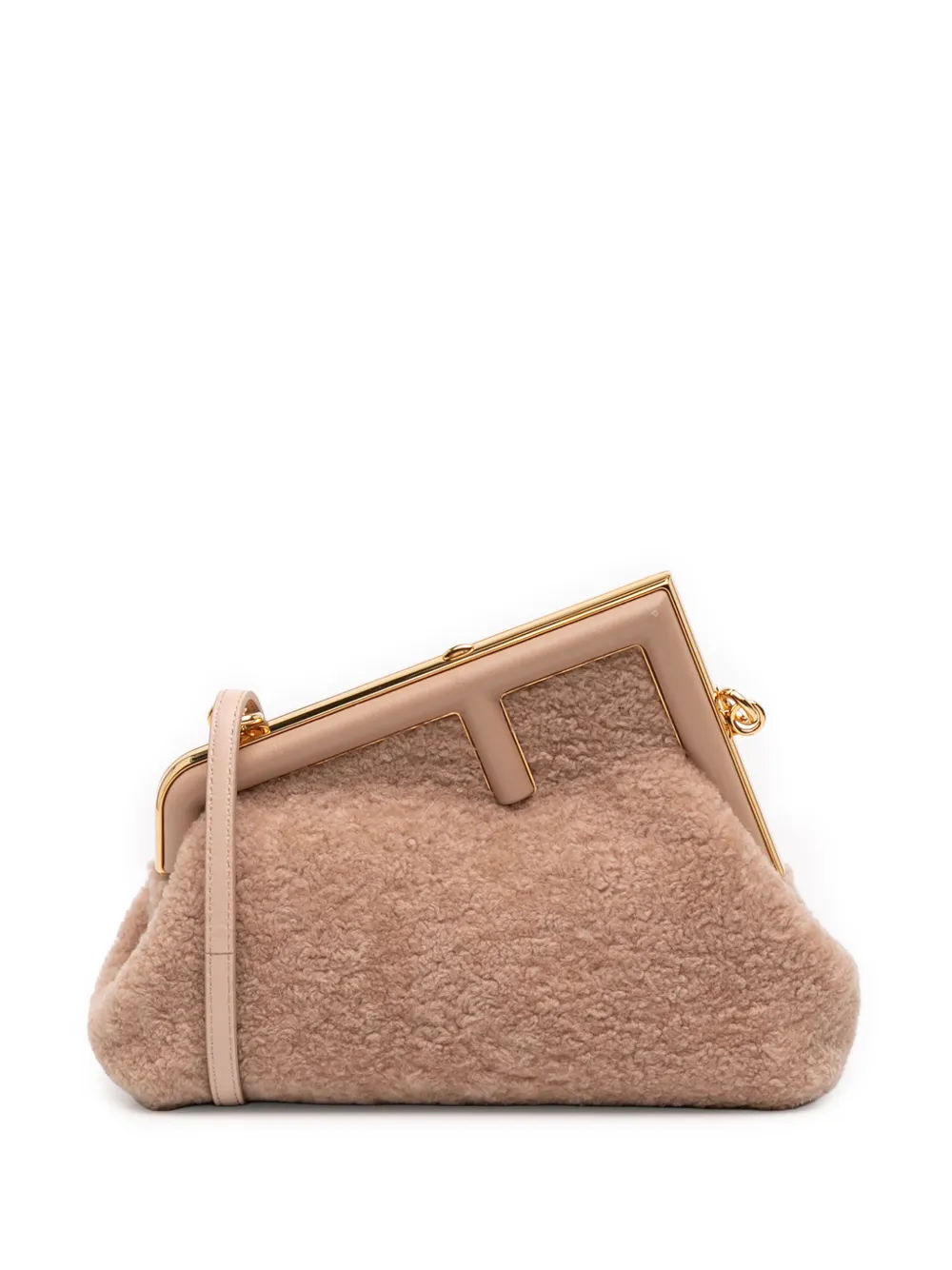 Fendi Pre-Owned 2010-2026 kleine Fendi First Umhängetasche aus Shearling - Braun