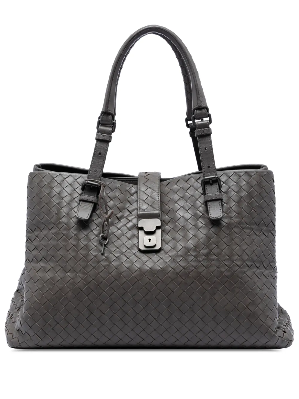 Bottega Veneta Pre-Owned 2012-2026 mittelgroße Intrecciato Roma Tote Bag aus Nappaleder - Grau