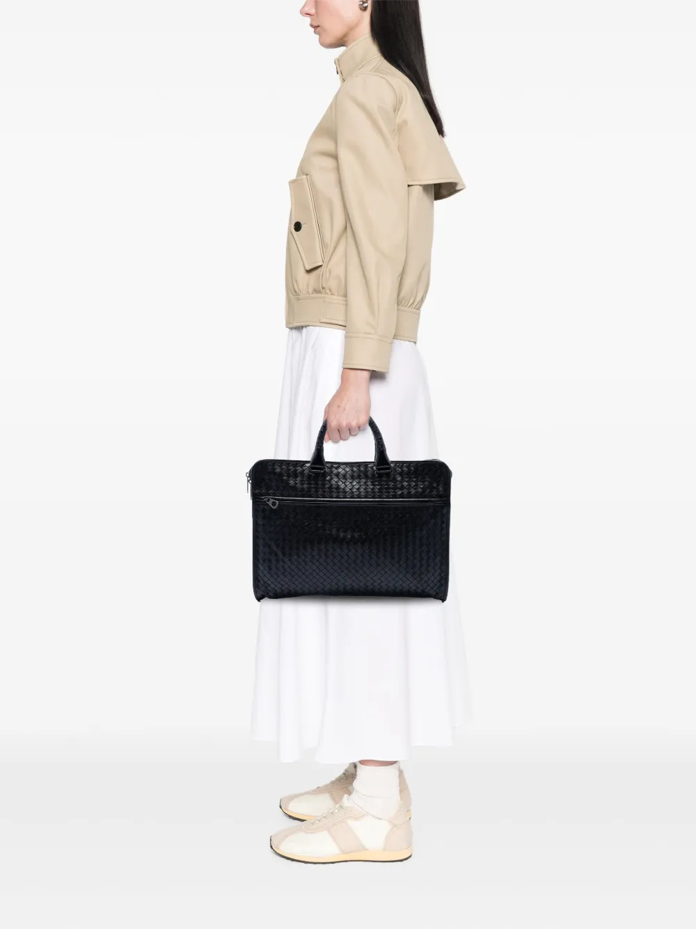  Bottega Veneta Pre-owned Bolso De Mano Briefcase En Piel De Napa Con Diseño Intrecciato 2012-2026 - Negro 