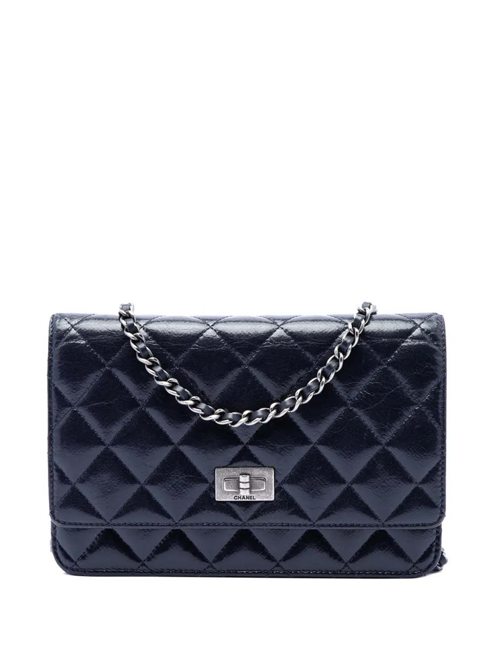 CHANEL Pre-Owned 2014-2015 Quilted Shiny Aged Calfskin Reissue 2.55 Wallet on Chain crossbody bag - Blu
