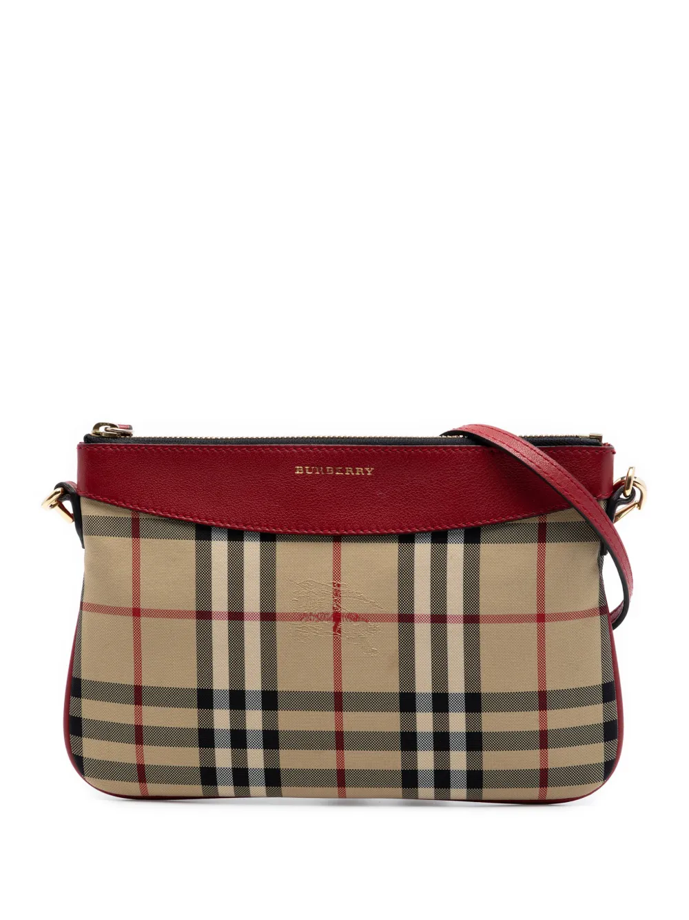 Burberry Pre-Owned 2000-2017 Haymarket Check Canvas Peyton crossbody bag - Red