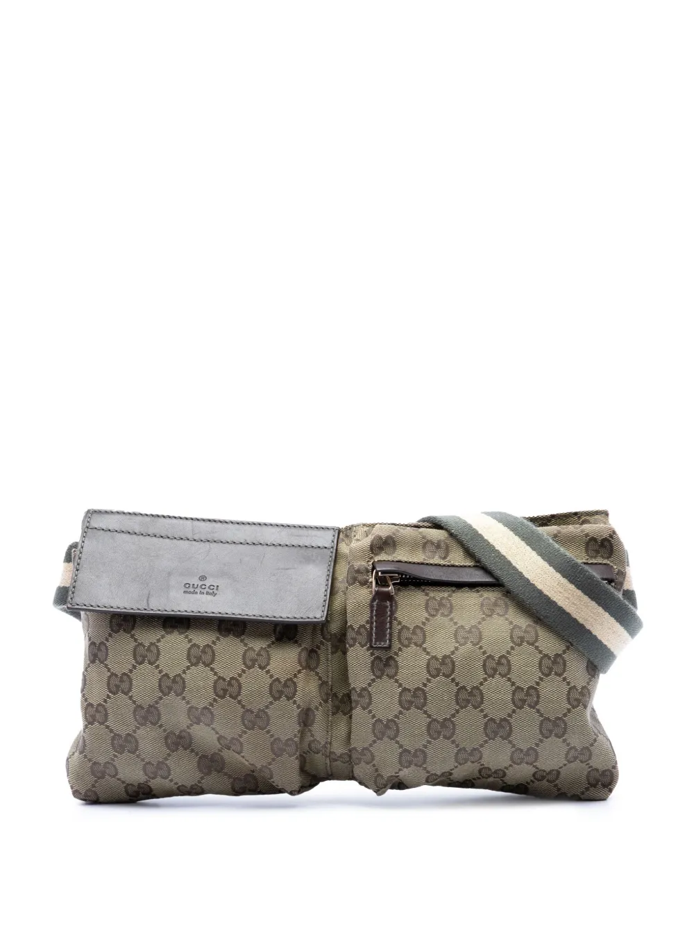 Gucci Pre-Owned 2016-2026 GG Canvas Web Double Pocket belt bag - Toni neutri