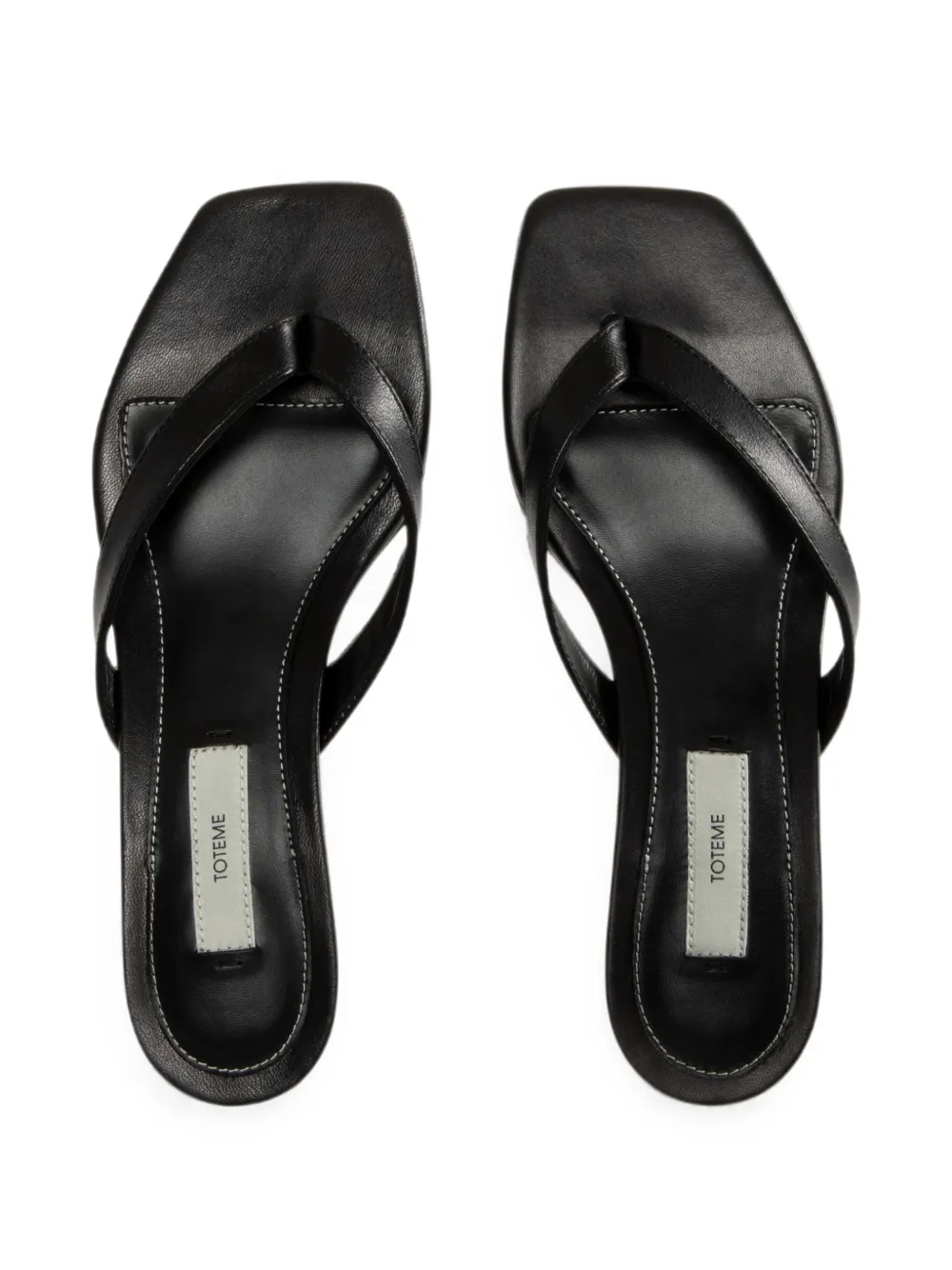 TOTEME leather square-toe sandals Zwart