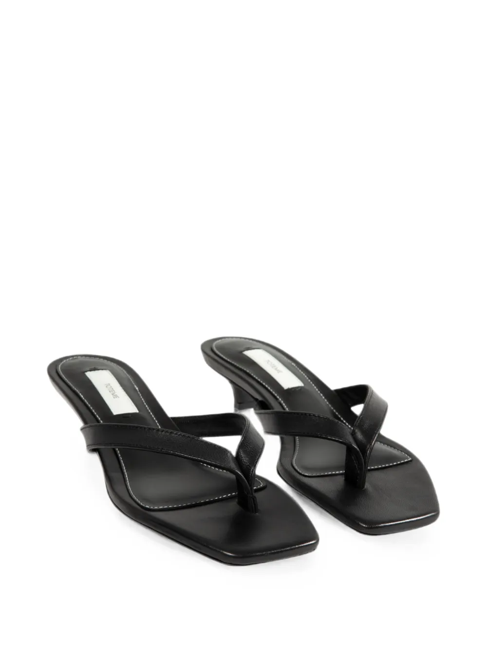 TOTEME leather square-toe sandals Zwart