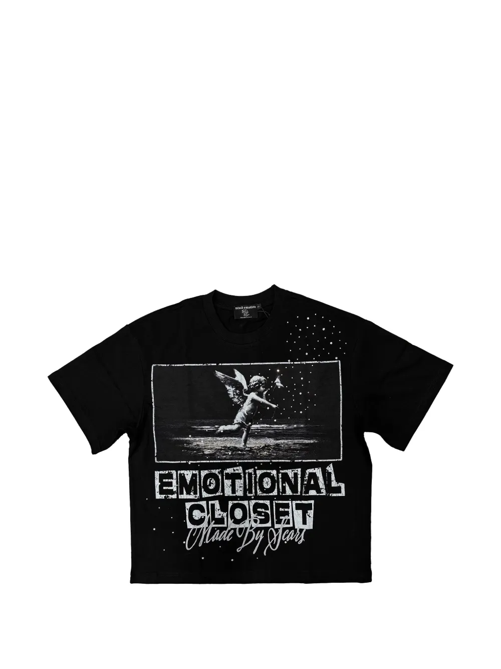 Mixed Emotion 앤젤 프린트 코튼 티셔츠 | 블랙 | Image 1