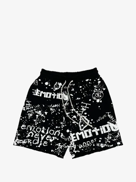 Mixed Emotion graffiti-print drawstring-fastening track shorts
