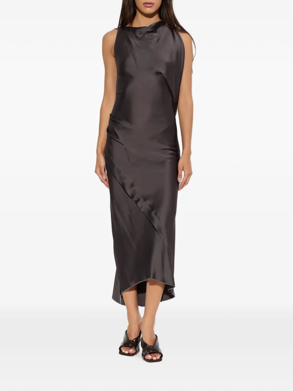 Victoria Beckham Kyra asymmetrische jurk met ruches Grijs