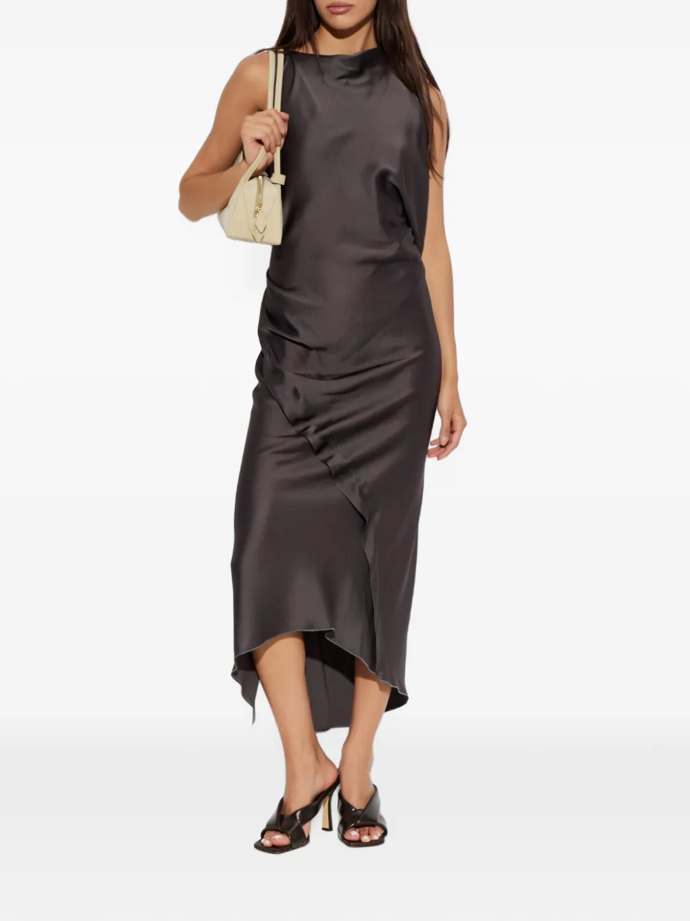 Victoria Beckham Kyra asymmetrische jurk met ruches Grijs
