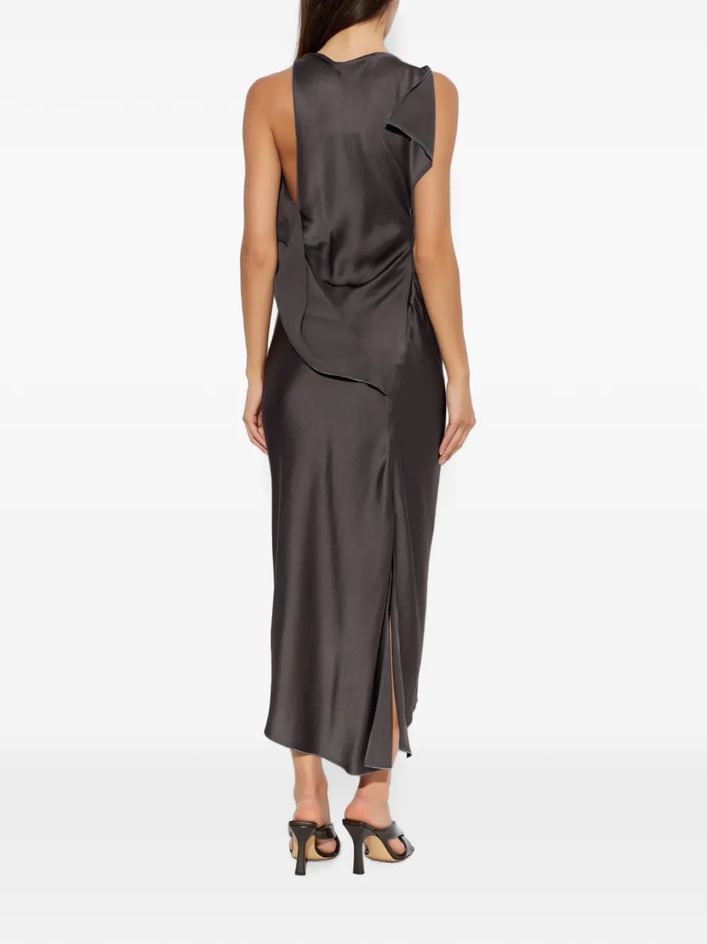Victoria Beckham Kyra asymmetrische jurk met ruches Grijs