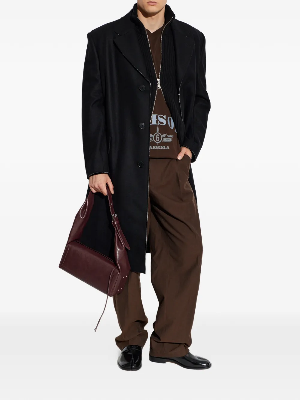 MM6 Maison Margiela Jas met enkele rij knopen en stiksels Zwart