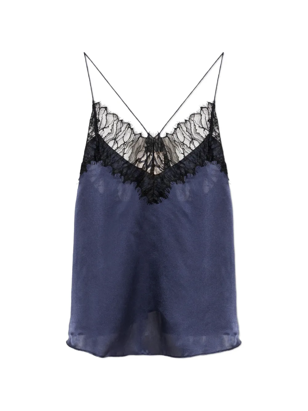 IRO lace-trim silk top - Blu