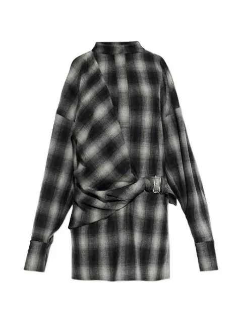 IRO Narissa check cold-shoulder mini dress