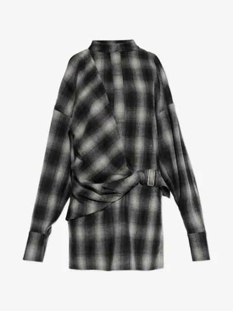 IRO Narissa check cold-shoulder mini dress